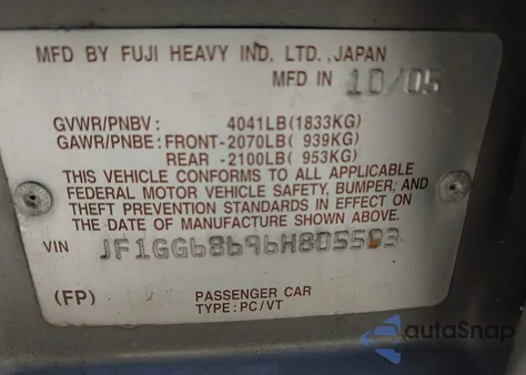 2006 Subaru Impreza Outback Sport Outback Sport/Outback Spc z USA, uszkodzony, nr VIN JF1GG68696H805503